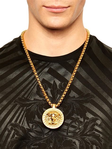 versace mens 18k gold-plated necklace|Versace necklace real gold.